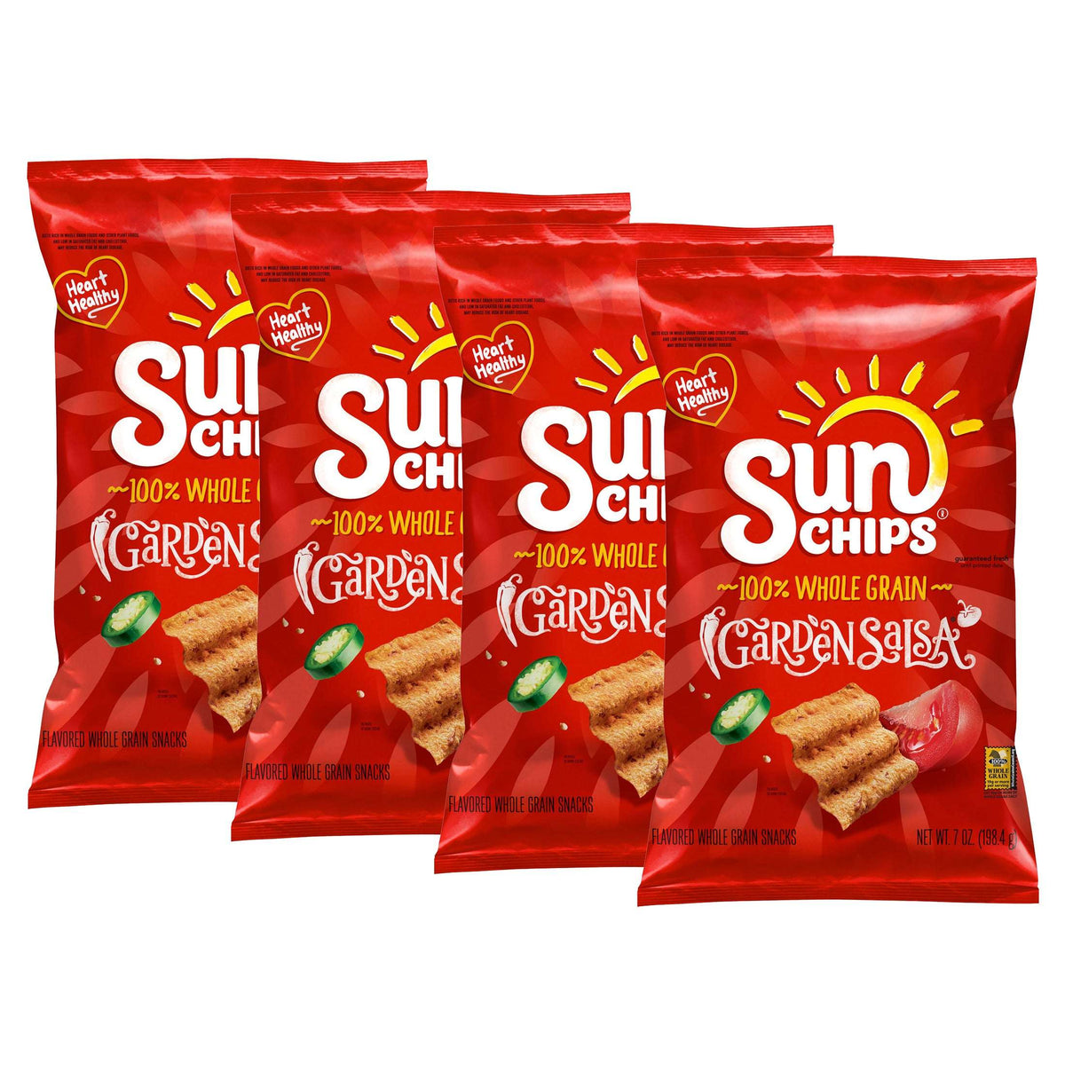 SunChips 100% Whole Grain Garden Salsa Snack Chips Bag, 7 oz