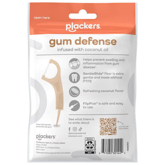 Plackers Gum Defense Infused with Coconut Oil Floss Picks, 75-count, 6-pack