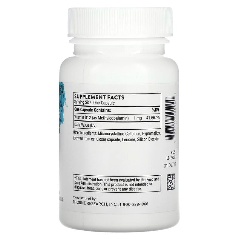 Thorne, Vitamin B12 as Methylcobalamin, 60 Capsules (1 mg per Capsule)