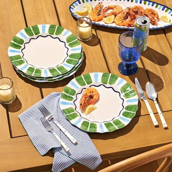 Beautiful 4-Piece 11-Inch Bamboo Melamine Dinner Plate Set, Multi-Color by Drew Barrymore