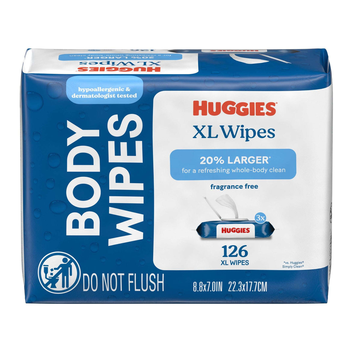 Huggies Extra Large Unscented Wipes, 3 Flip-Top Packs, 126 Count
