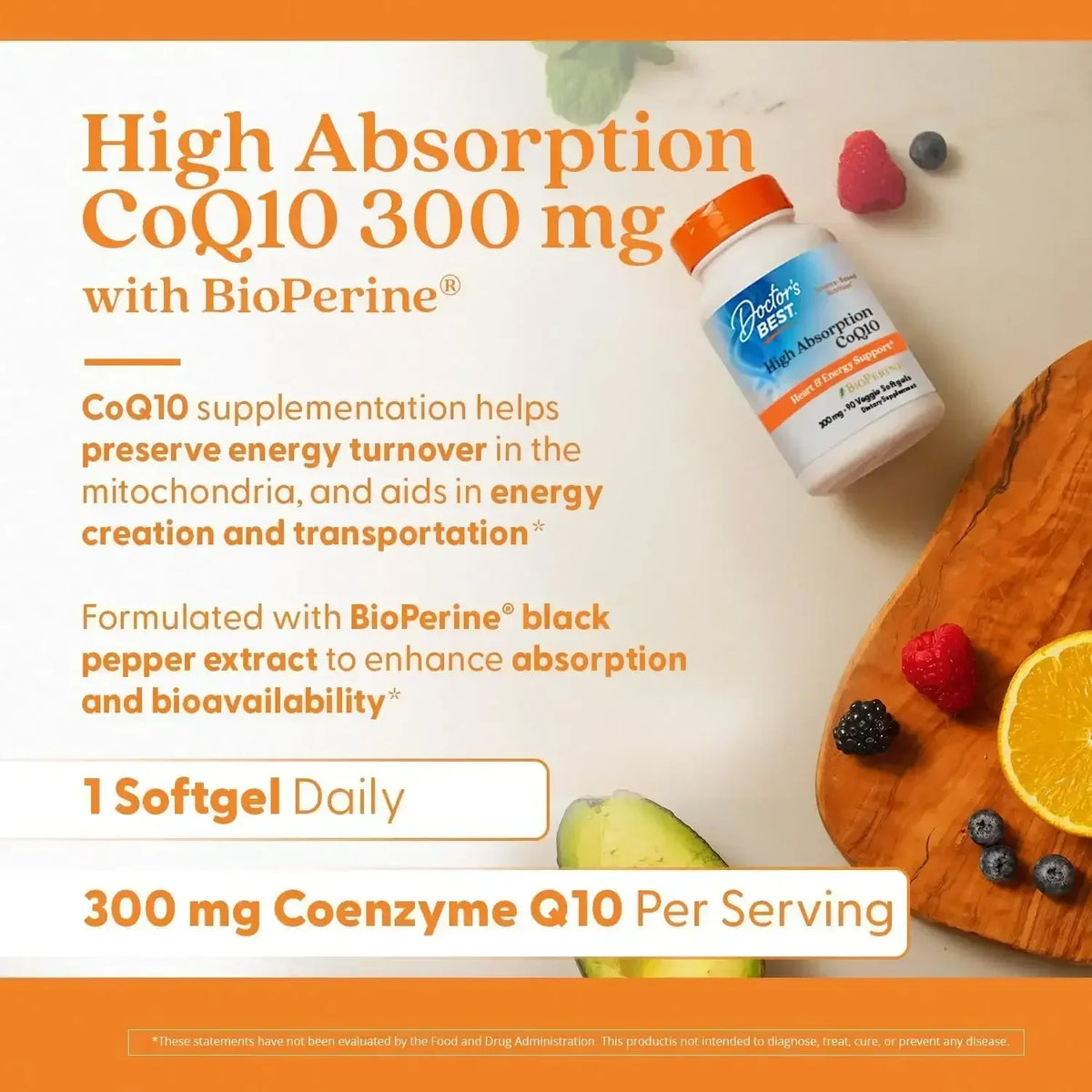 Doctor's Best High Absorption CoQ10, 200 mg, 60 Softgels