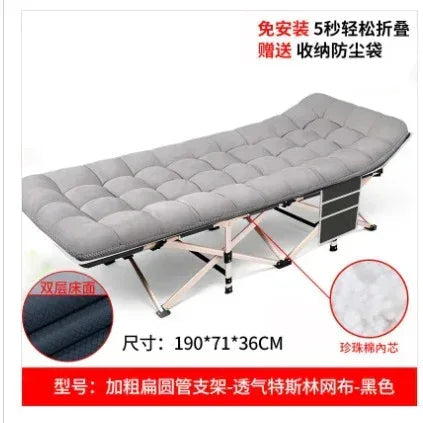 Heavy Duty Folding Camping Cot, Double Layer Oxford, with Mattress, Pillow, and Pump, Portable for Adults and Kids, Travel, Beach, Camping