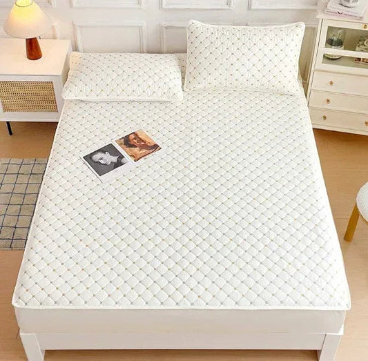 Sábana Bajera Ajustable de Algodón Clase A Suave 160x200cm – Protector de Colchón Elástico Transpirable para Cama Doble