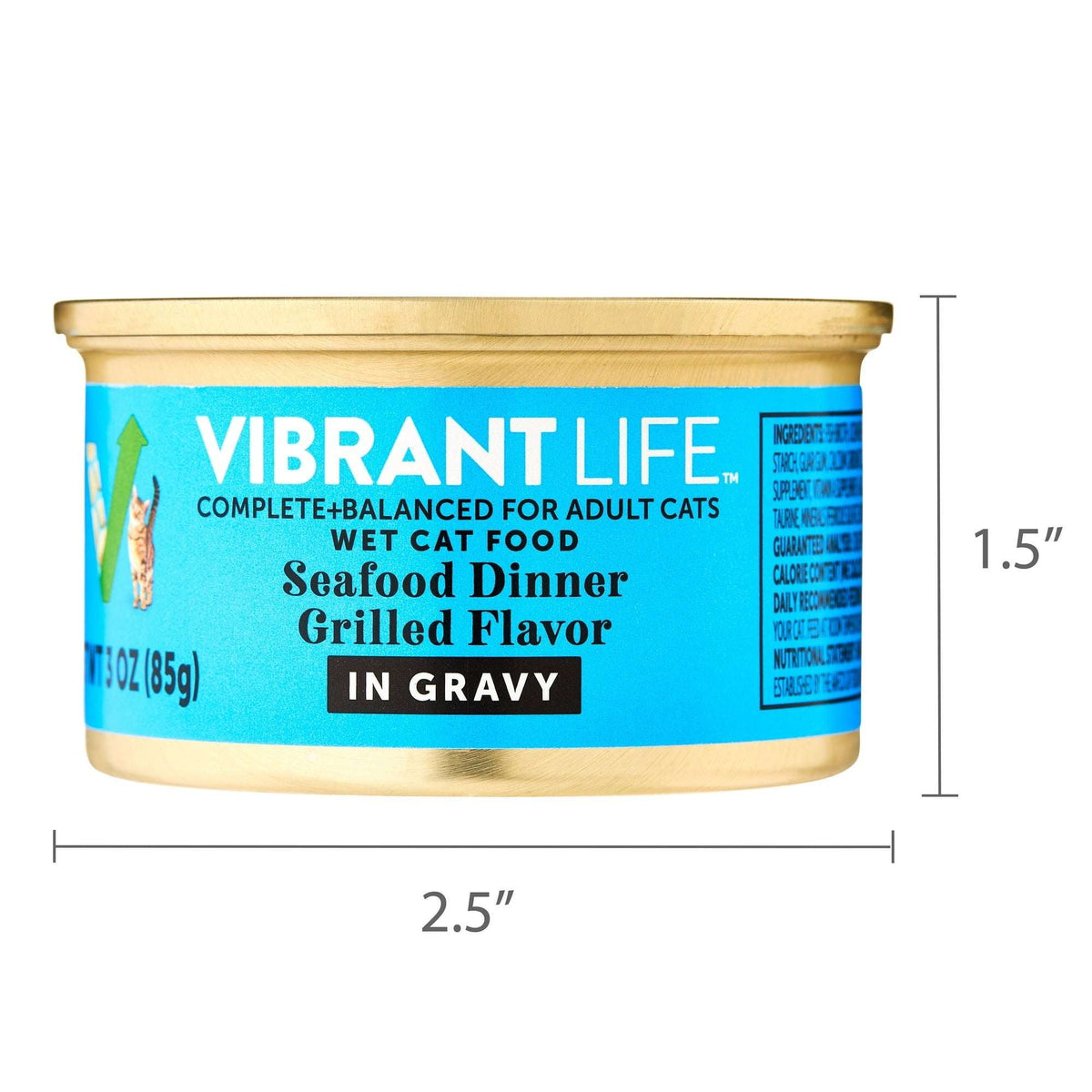 (24 pack) Vibrant Life Seafood Dinner Grilled Flavor in Gravy Wet Cat Food, 3 oz Can