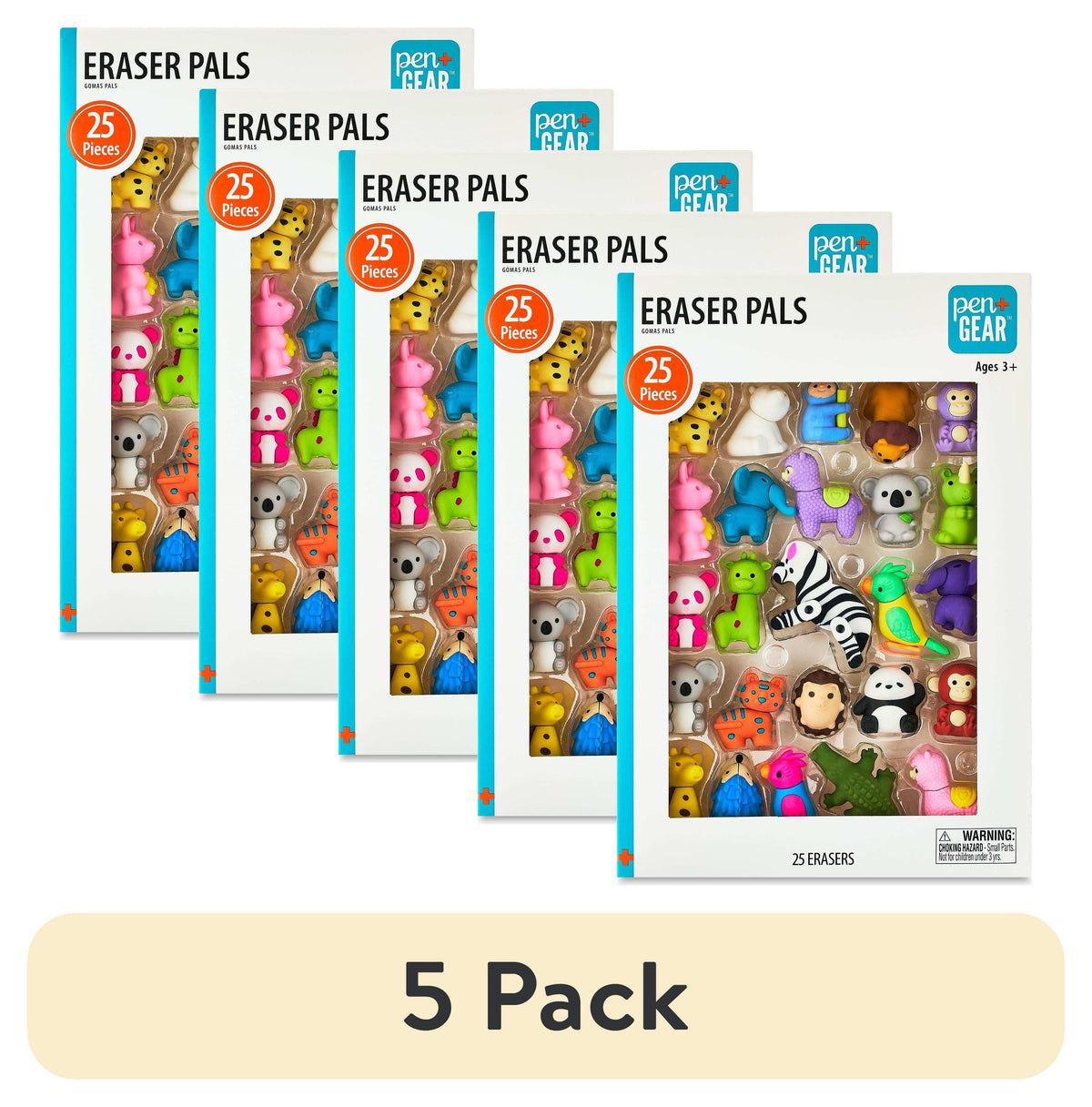 Pen+Gear Eraser Pals, Animals, 25 Count