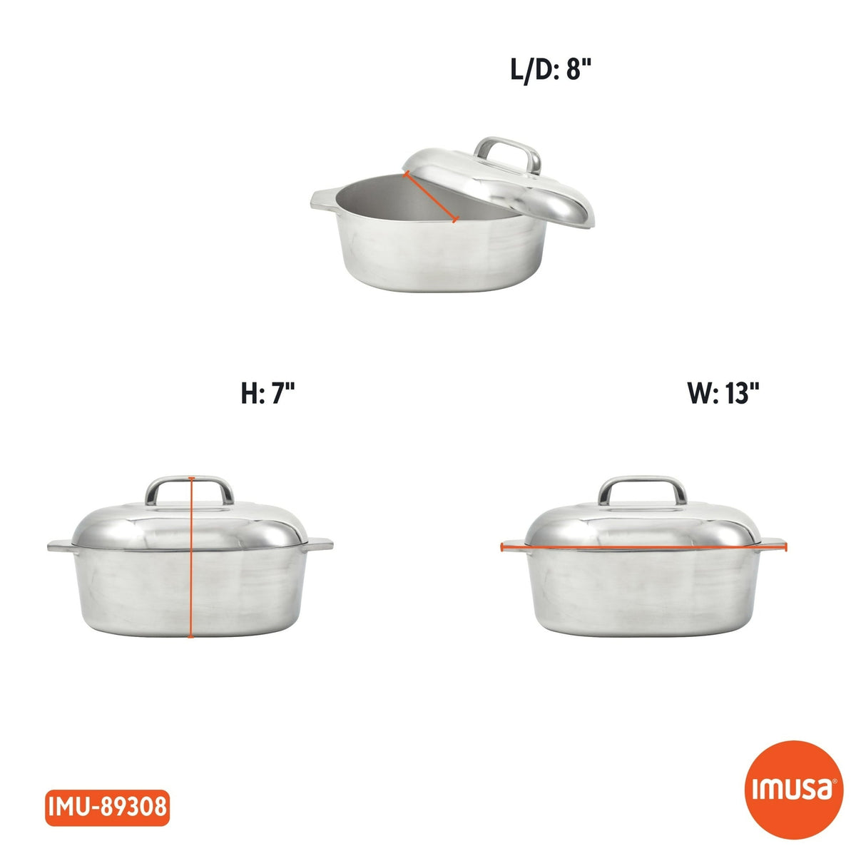IMUSA 11in H. Cajun Cast Aluminum Oval Roaster with Lid
