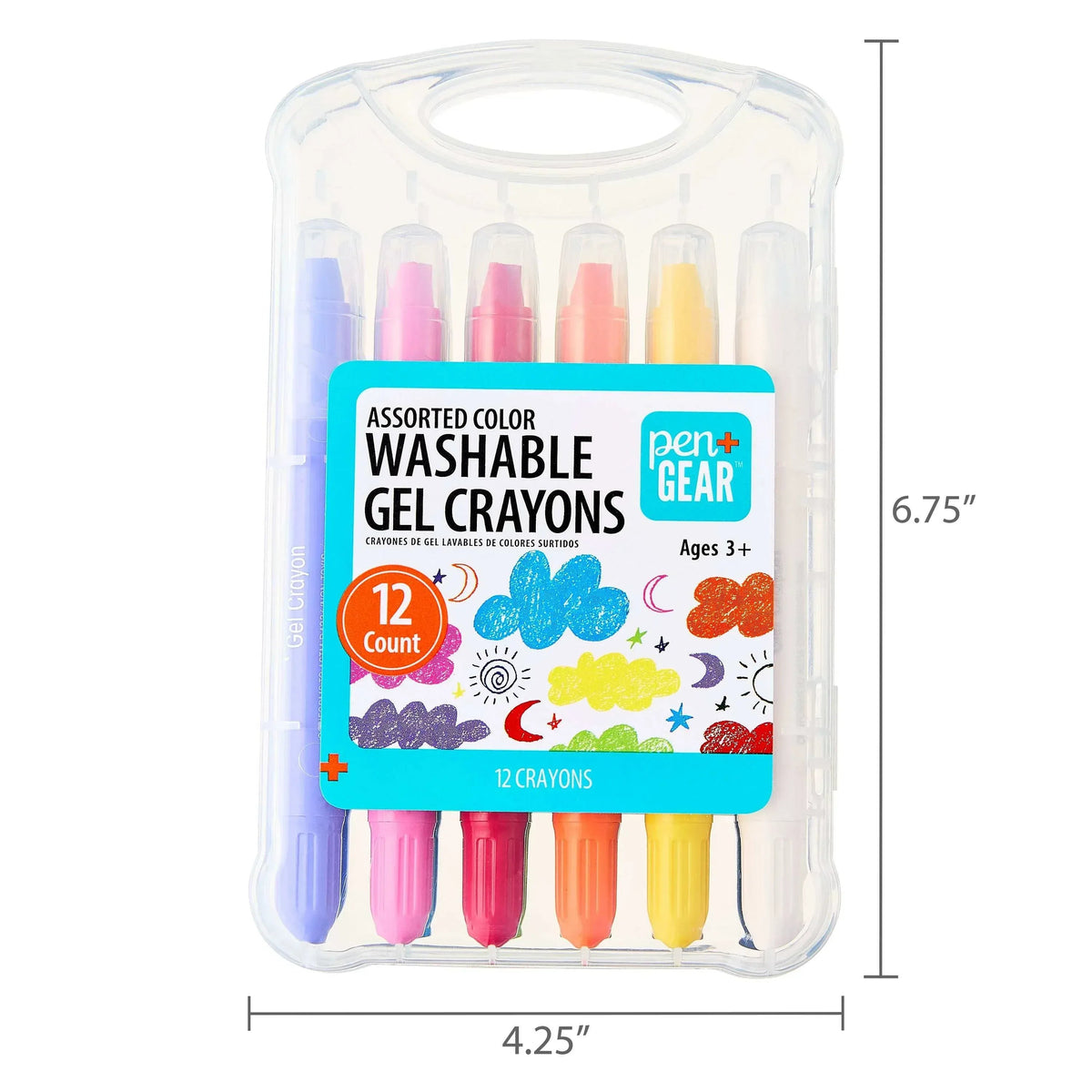 Pen+Gear Assorted Color Washable Gel Crayons, 12 Count