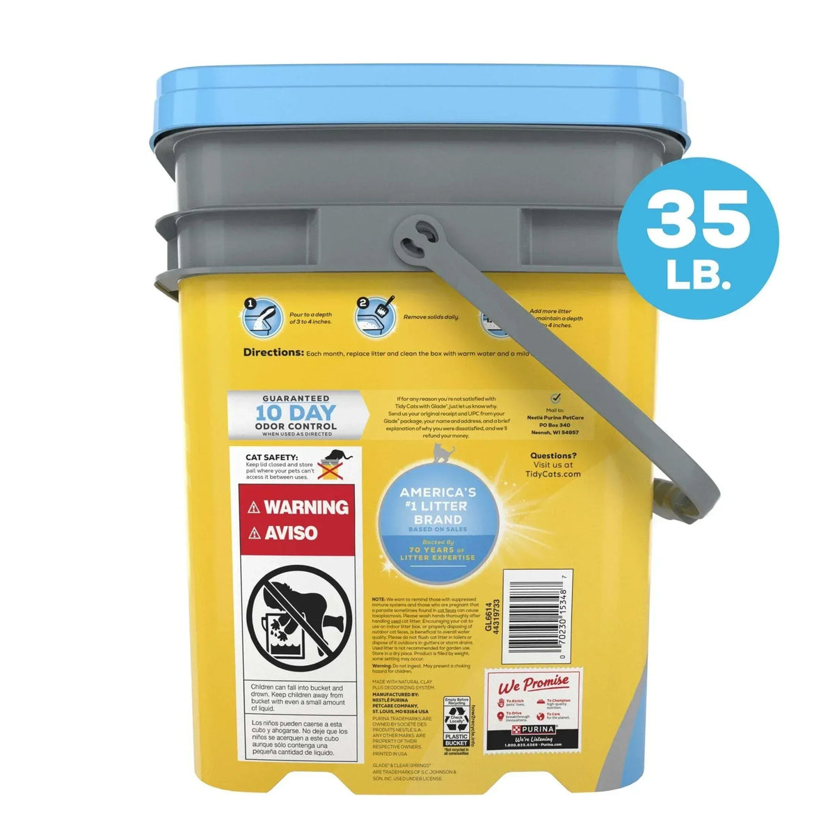 Purina Tidy Cats Clumping Cat Litter, Glade Clear Springs Deodorizing, Low Dust, 35 lb. Pail