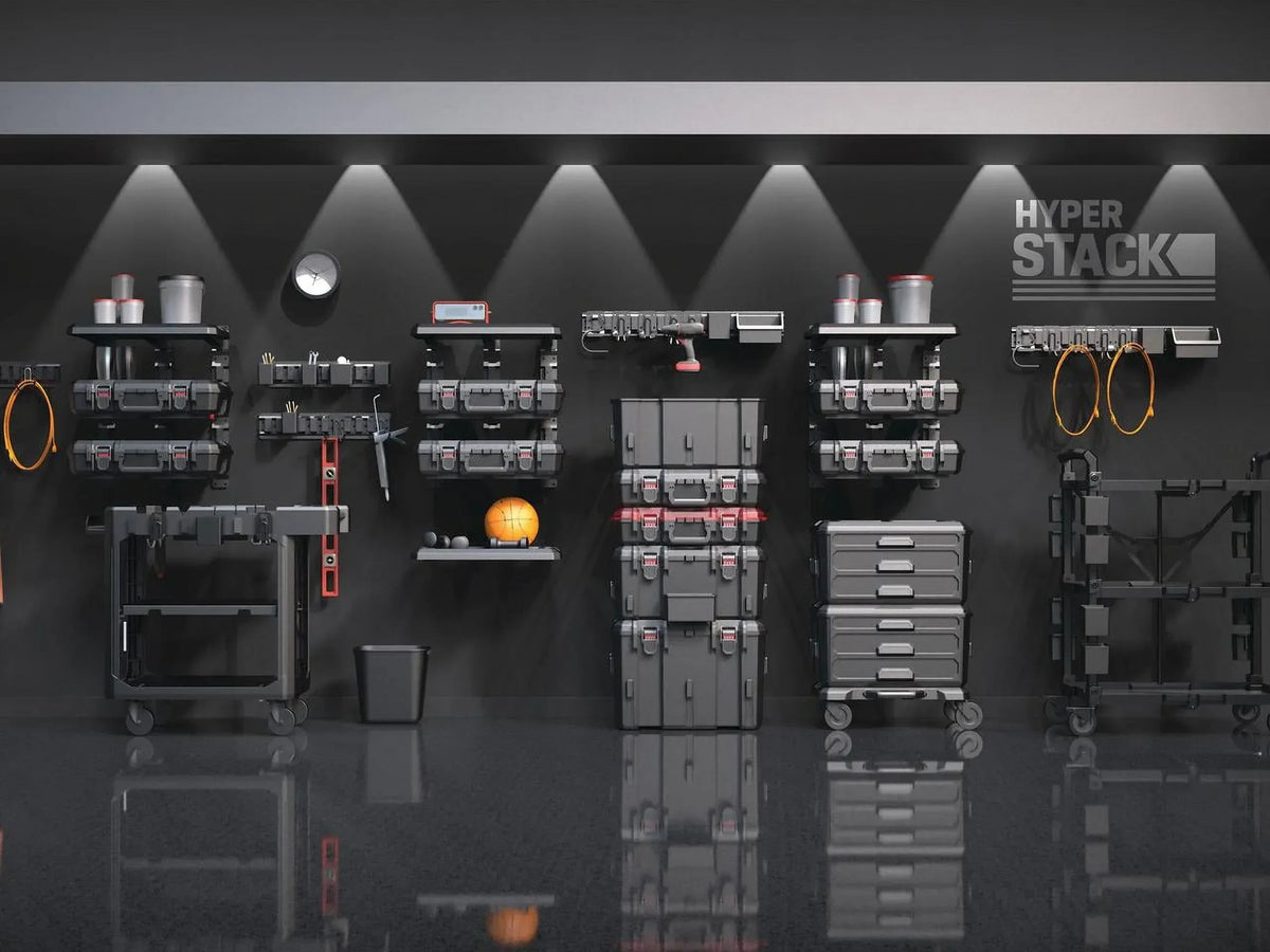 Hyper Tough Hyper Stack Heavy Duty 3 Piece Modular Rolling Toolbox System, Black