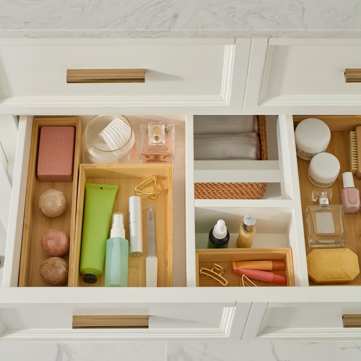 Better Homes & Gardens Bamboo Drawer Organizer 5pc Set, 17.9Wx 14.96Dx1.97H in, Natural Bamboo Color