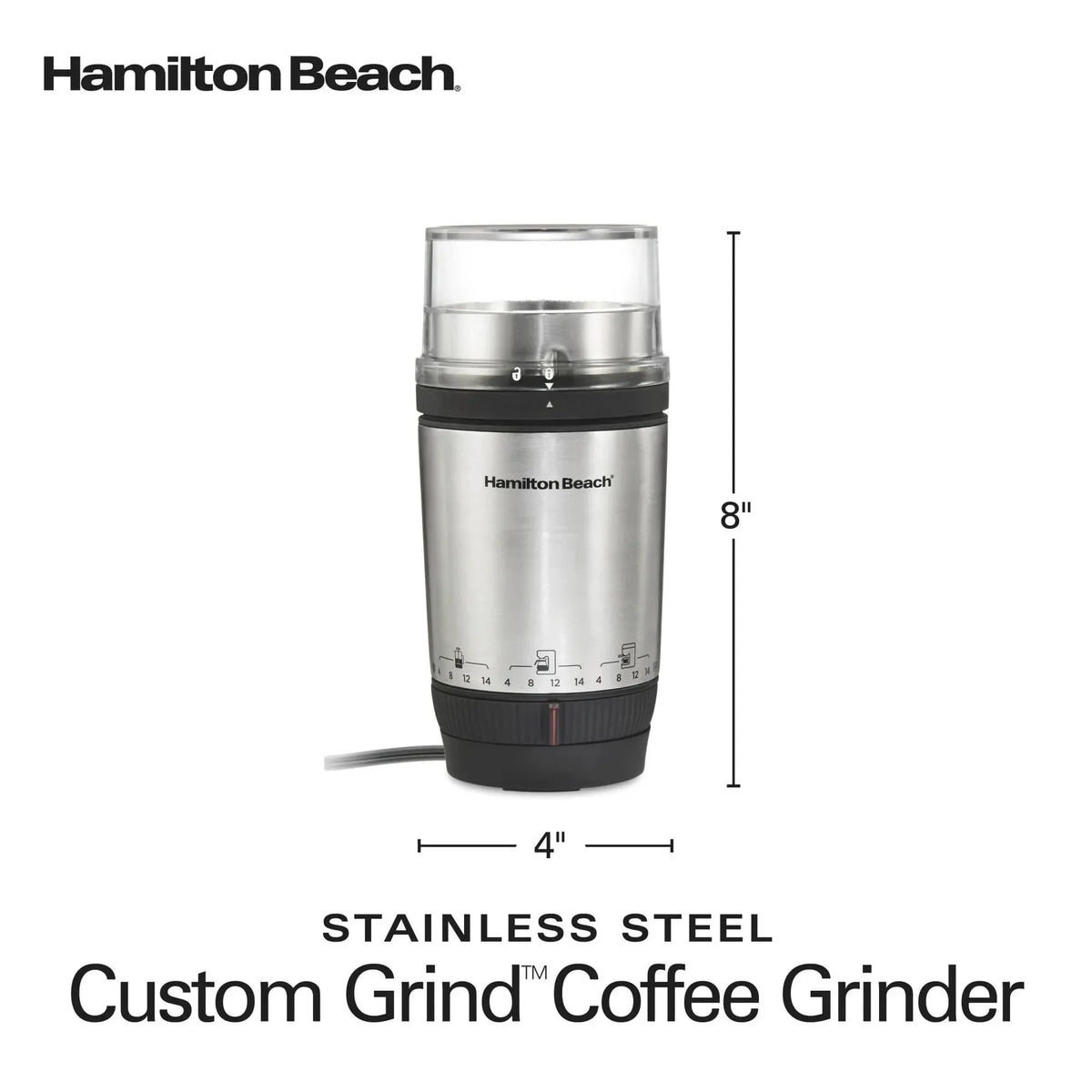Hamilton Beach Custom Grind Electric Coffee Grinder, 14 Cups, Stainless Steel
