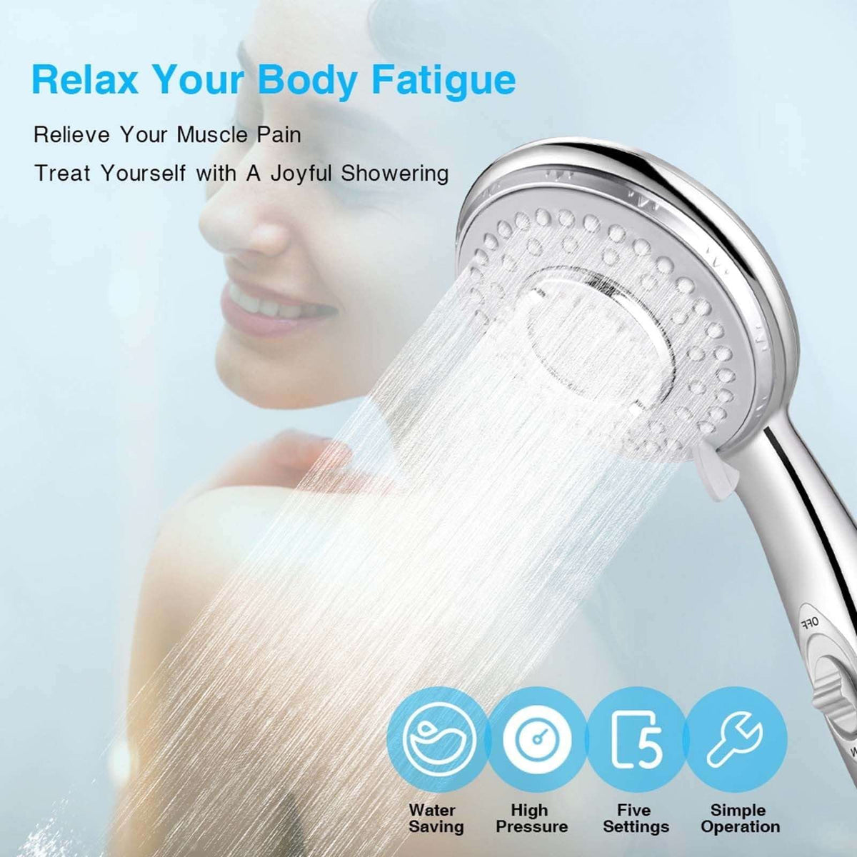 DnxnIaIfy Shower Head, High Pressure Rain ShowerHead, Handheld ShowerHeads Combo with 60" Hose for bathroom