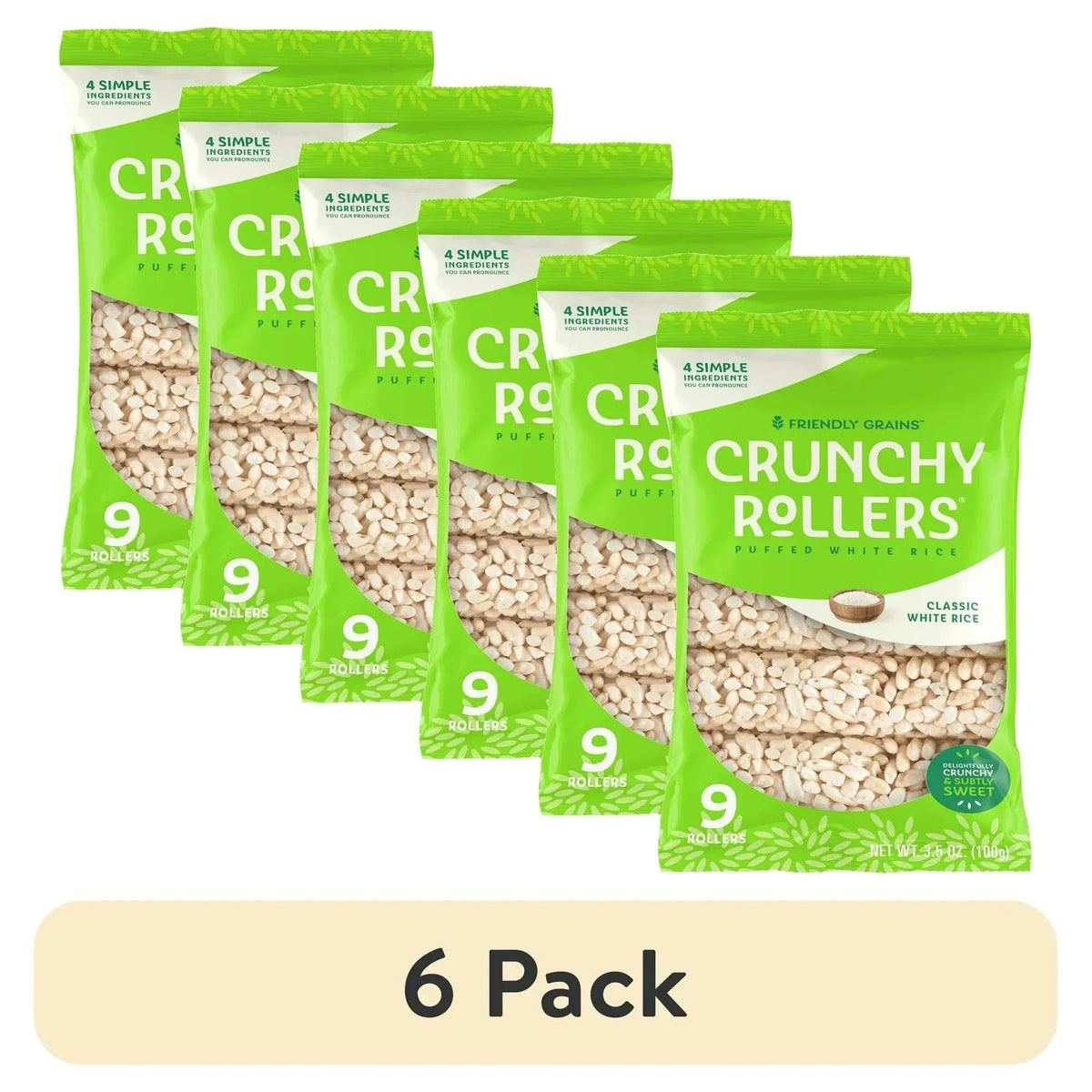 Friendly Grains Crunchy Rollers Classic White Rice, Allergen Free, Gluten-Free, 9ct