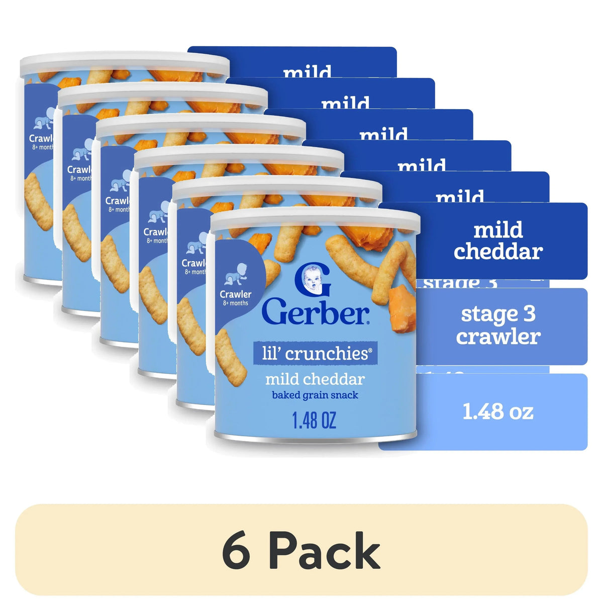 Gerber Stage 3 Baby Food Snacks, Mild Cheddar Lil' Crunchies, Baby Led Feeding 1.48 oz