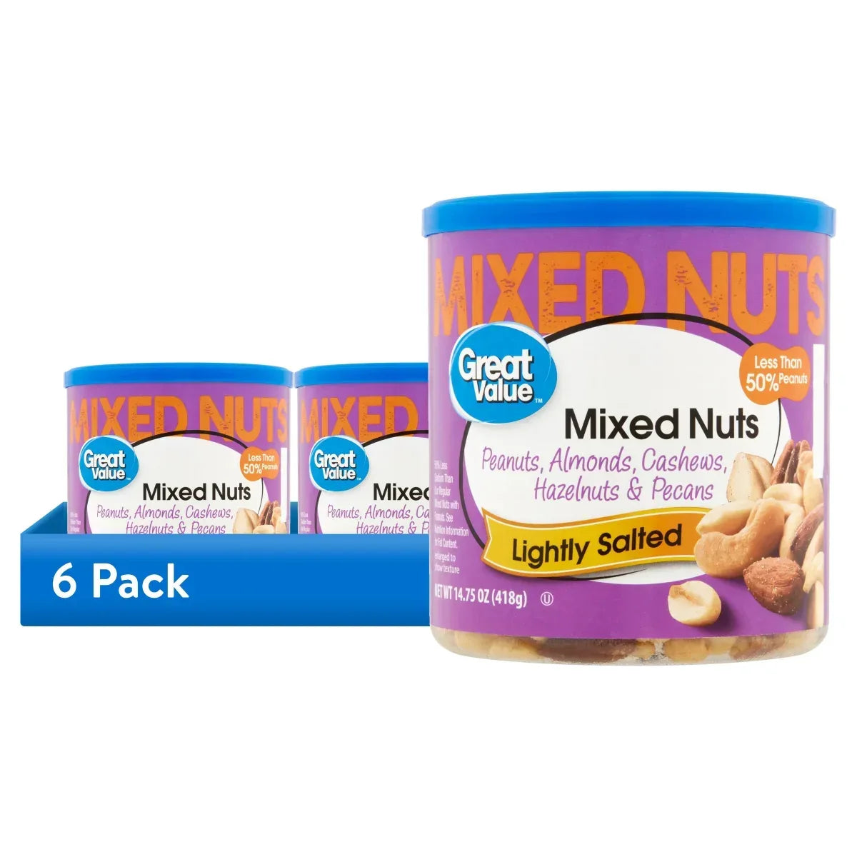 Great Value Roasted & Lightly Salted Mixed Nuts, 14.75 oz