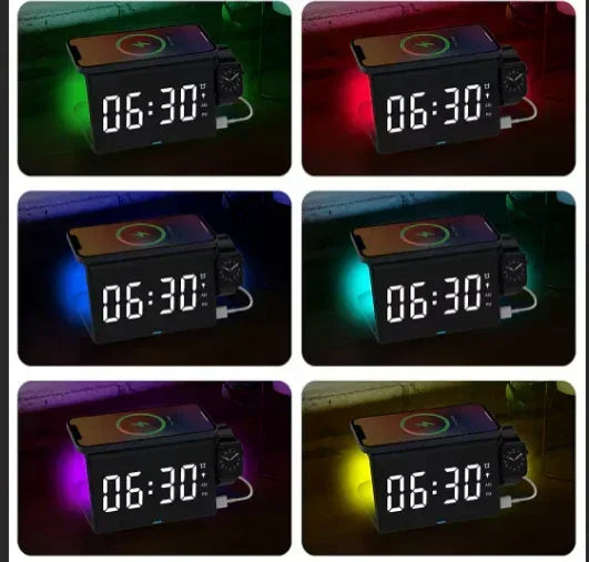Smartpoint Wireless 4-in-1 Charging Station and Alarm Clock with Night Light
