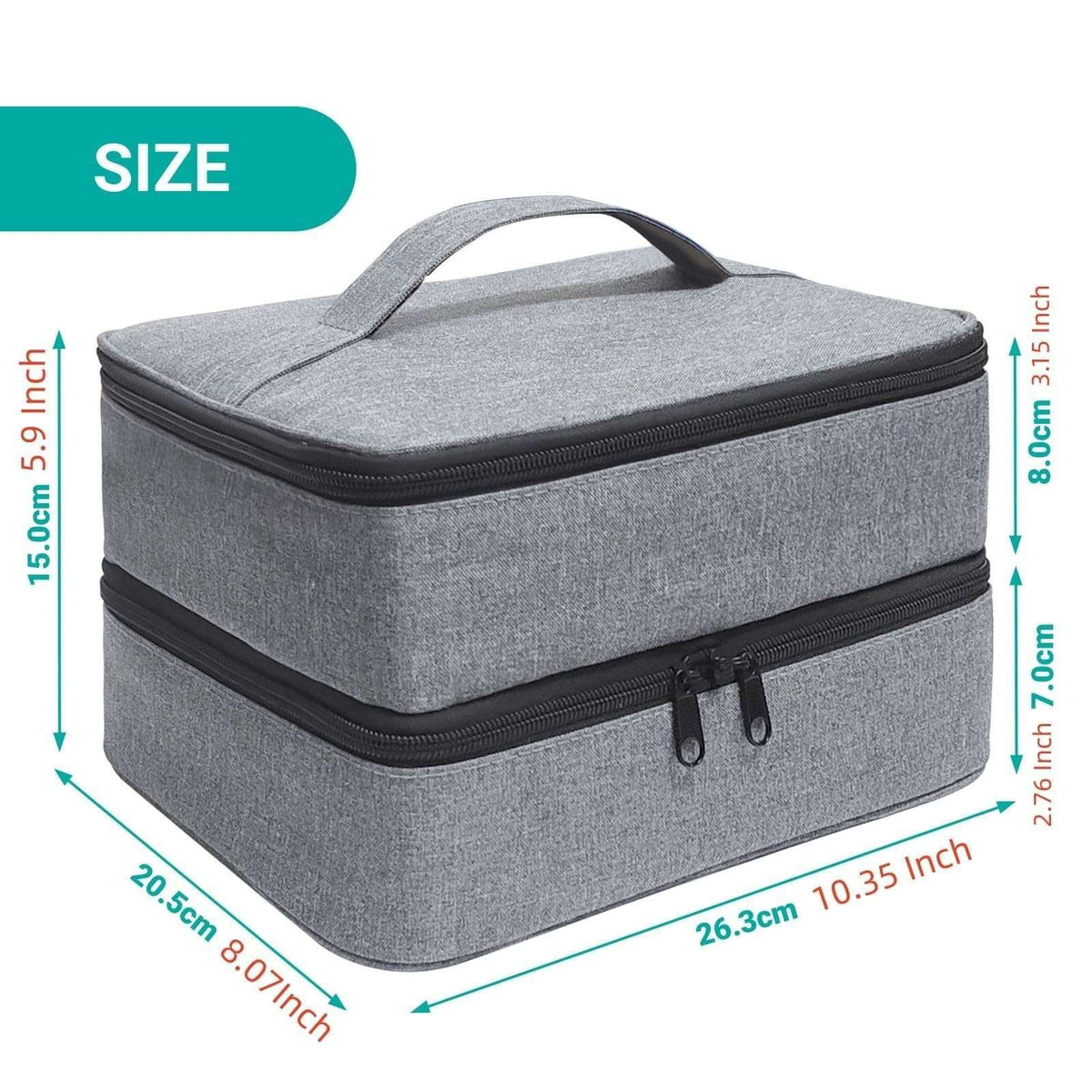LAKYRIK Medicine Bag, Double Layers Pill Bottle Organizer Bag for Emergency Medication,Supplements or Medical Kits, Zippered Lockable Empty Medicine Bag for Home (Grey, M)