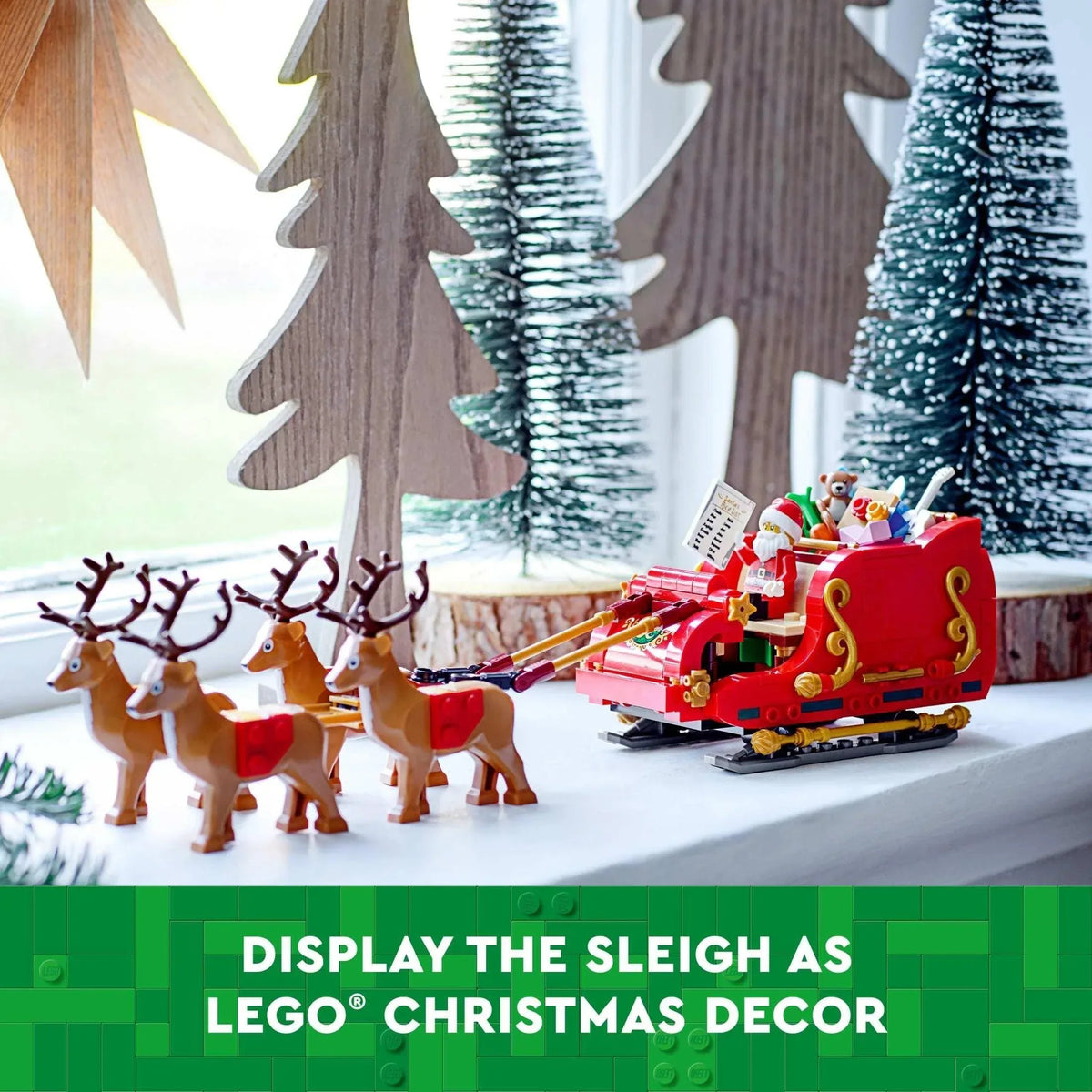 LEGO Santa's Sleigh - Building Toys for Kids, Boys & Girls, Ages 9+ - Indoor Christmas Decorations for Home W/ Santa Claus Figurine & Reindeer - Gifts for Boys & Girls