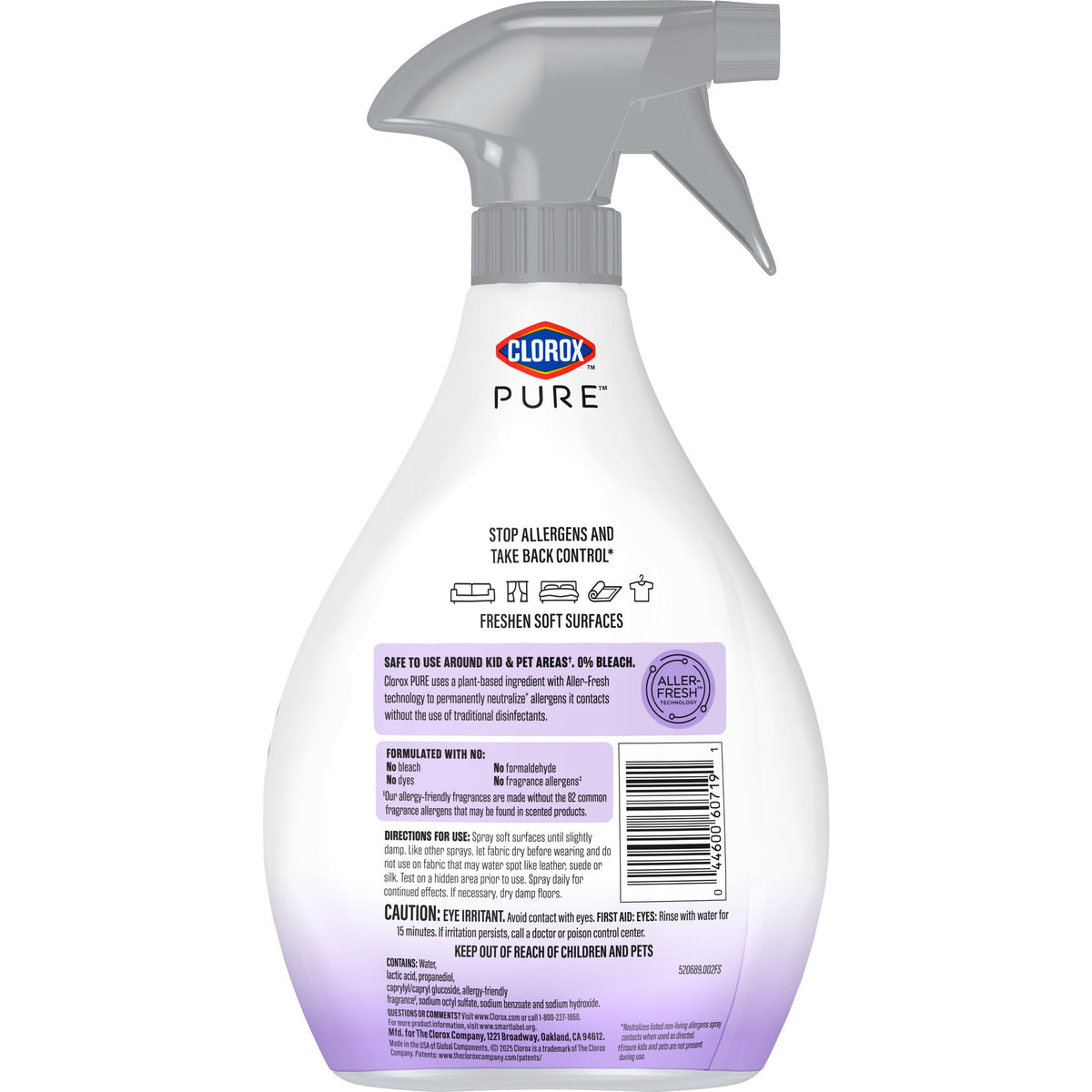 Clorox PURE Allergen Neutralizer Fabric and Carpet Spray, Nighttime Calm, 26 fl. oz. Spray Bottle