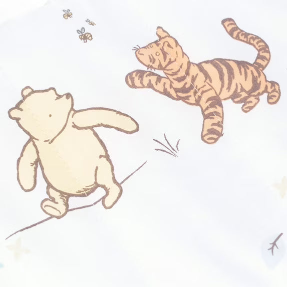 Disney Winnie the Pooh Classic Pooh 100% Cotton Quilted Changing Pad Cover in Ivory, Butter, Aqua and Orange