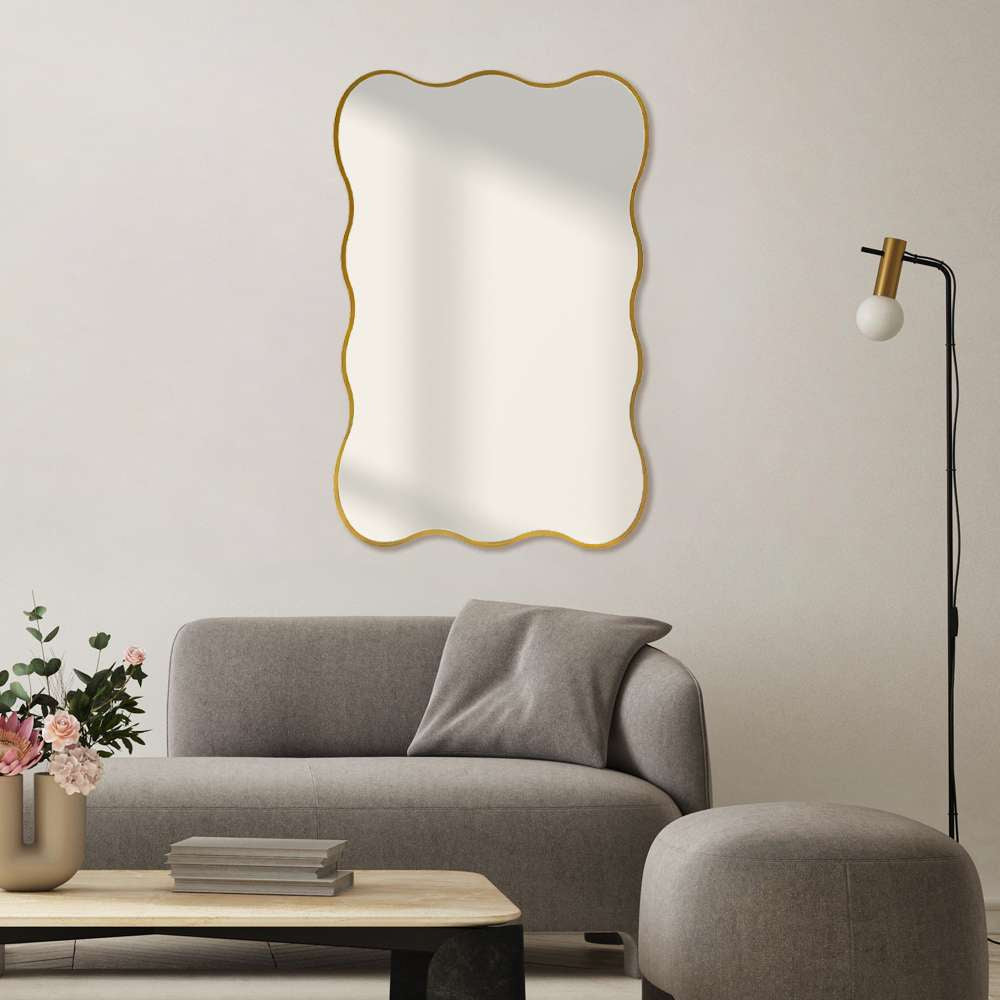 Mainstays 24x36 Gold Framed Large Wall Mirror for Bathroom or Living Room