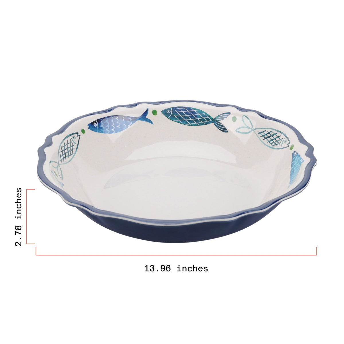 Beautiful 14" x 2.7" Bamboo Melamine Sardine Round Serve Bowl, Multi-Color by Drew Barrymore
