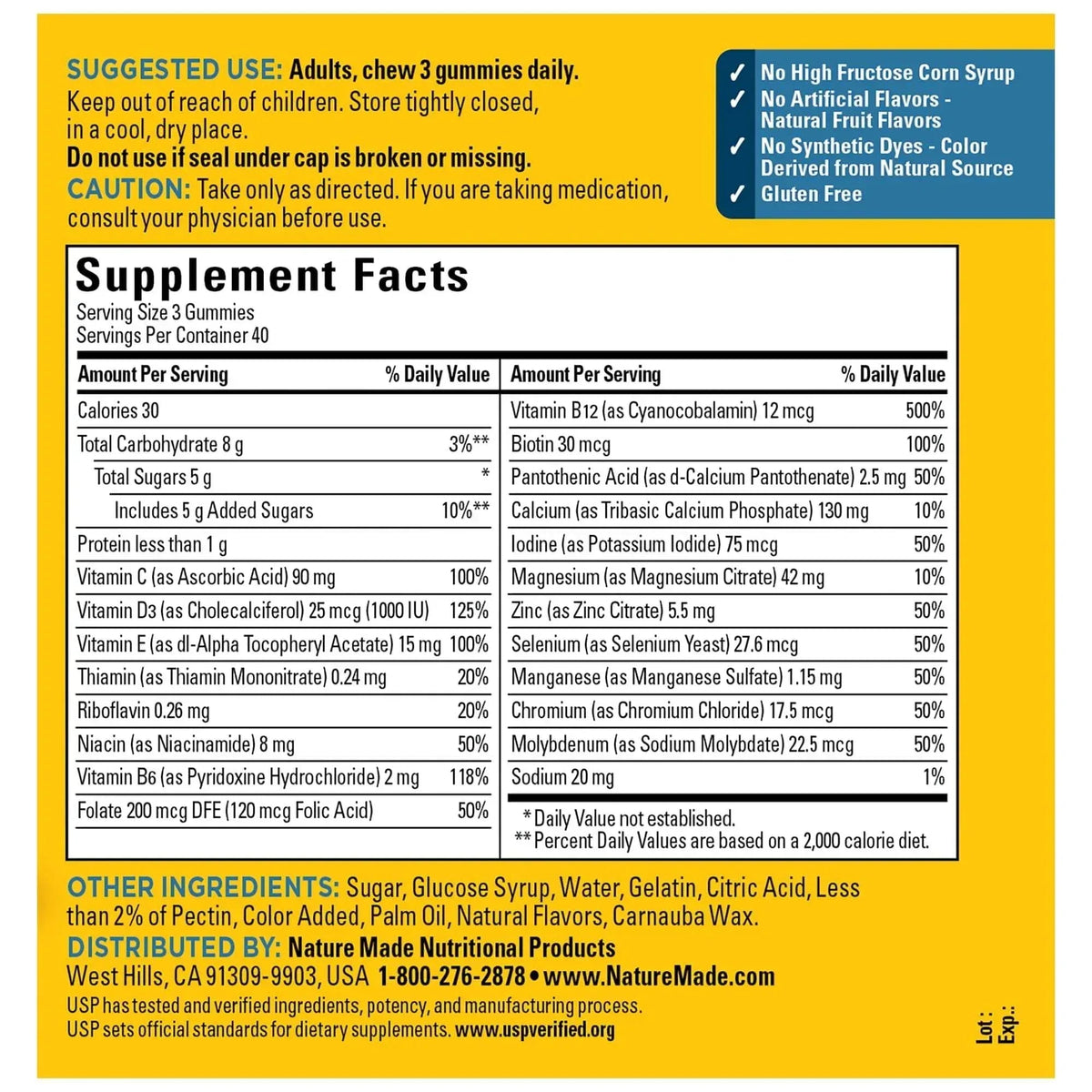 Nature Made Advanced Multivitamin Gummies for Men, Daily Wellness Supplement with Magnesium, Calcium & B Vitamins, 120 Gummies