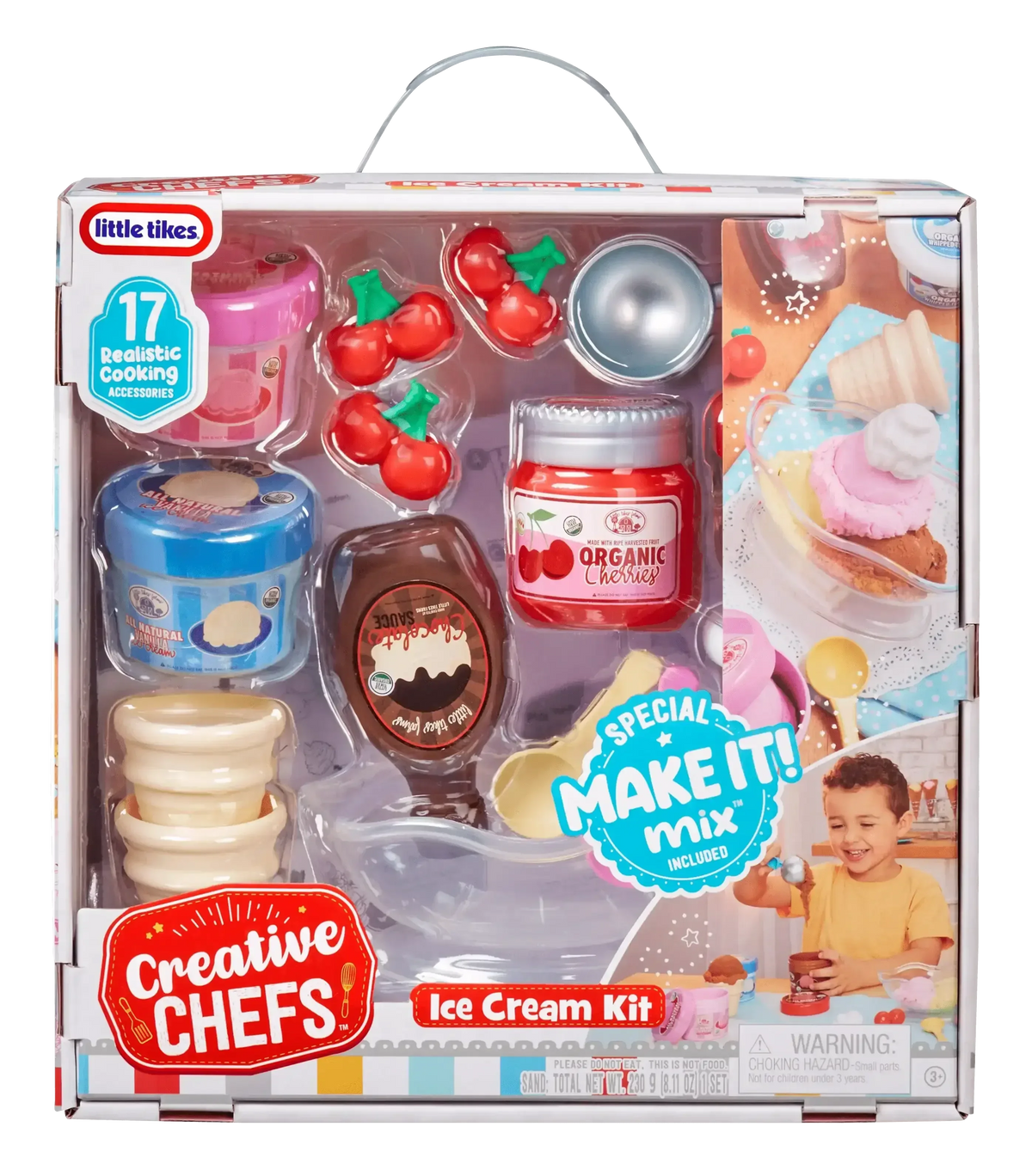 Little Tikes Creative Chefs Ice Cream Kit with Make-It Mix Play Sand, 20 Accessories, Realistic Pretend Play Set, Boys, Girls, Ages 3+
