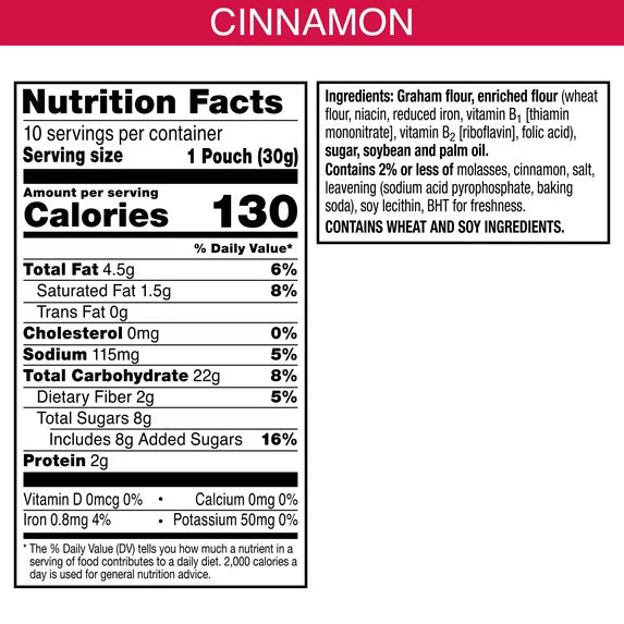 Kellogg's Cinnamon Graham Snacks, Kids Snacks, 10 Count