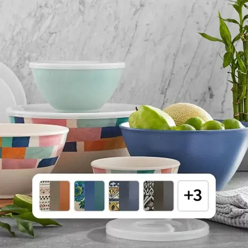 Member'S Mark 10-Piece Bamboo Melamine Mixing Bowls with Lids Set (Assorted Colors)