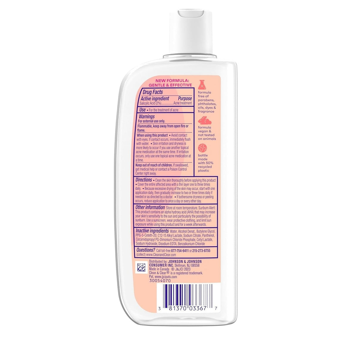 Clean & Clear Essentials Oil-Free Acne Toner, 2% Salicylic Acid Acne Treatment with Pro-Vitamin B5, Deep Pore Facial Toner for Blackheads & Pimples, Fragrance Free, 8 fl. oz
