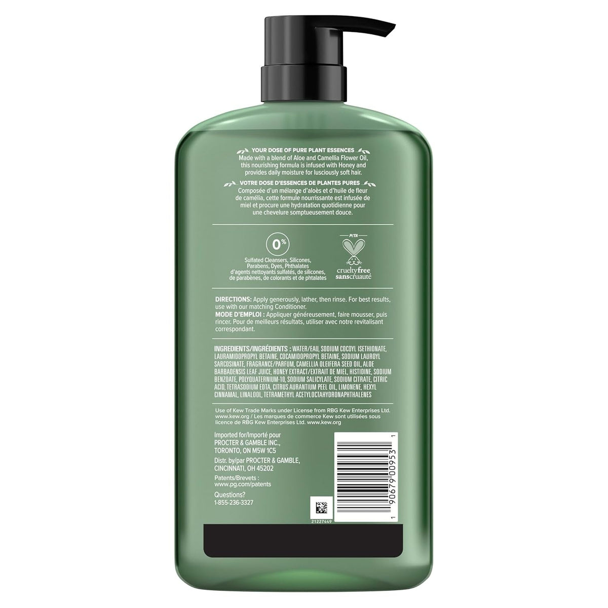 Herbal Essences Sulfate Free Shampoo with Honey for Daily Moisture, Nourishes Dry Hair, Moisturizing Shampoo with Certified Camellia Oil and Aloe Vera, Lightweight For All Hair Types, 33.8oz