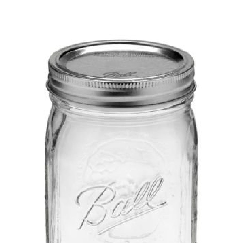 Ball Mason Jar Wide Mouth with Lid and Band 67000 Glass Quart 32 Oz Single Jar Preserving Serving Decor Gift Giving BPA Free Made in USA, 2-Pack