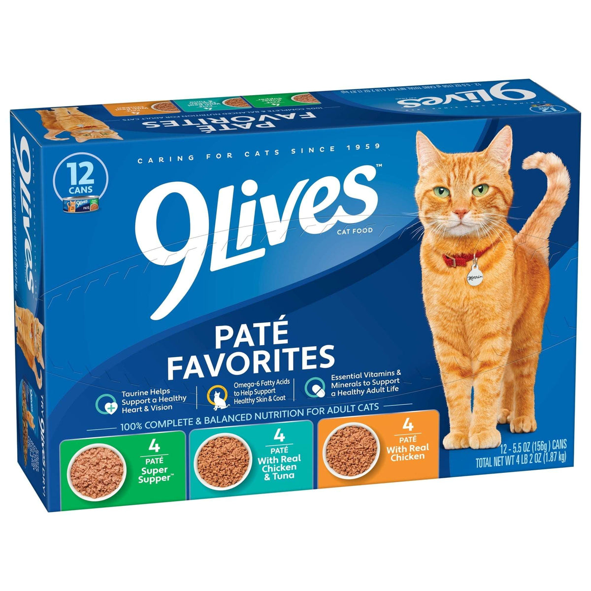 9Lives Paté Favorites Wet Cat Food Variety pack, 5.5 oz. Cans (pack of 12)