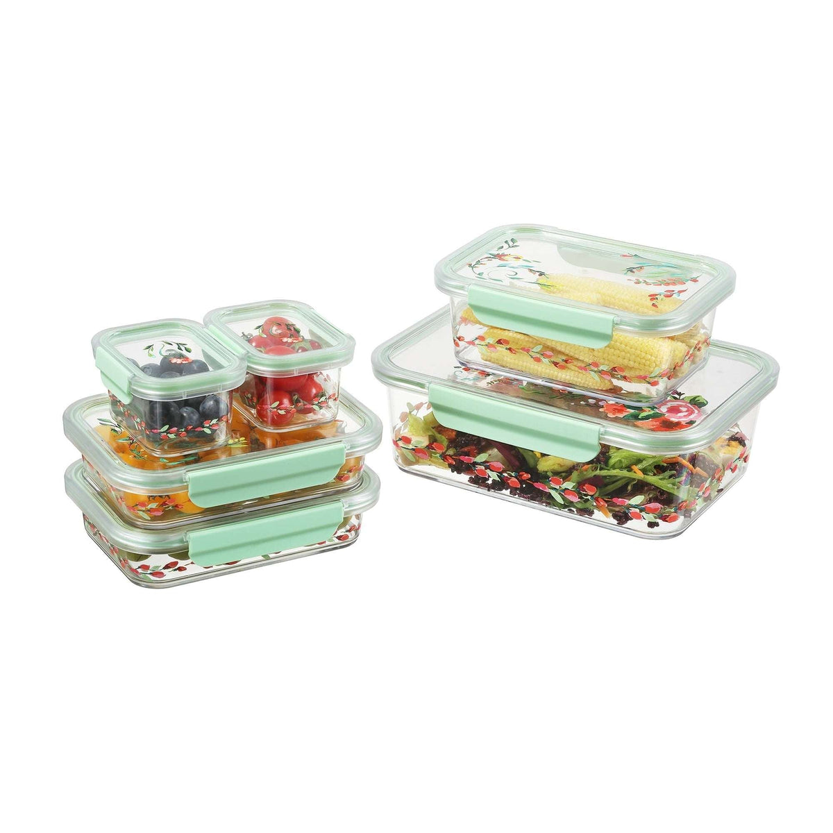 The Pioneer Woman Painted Meadow Rectangle Tritan Food Storage Containers with Tritan Lid. Set of 6, 12 Pieces