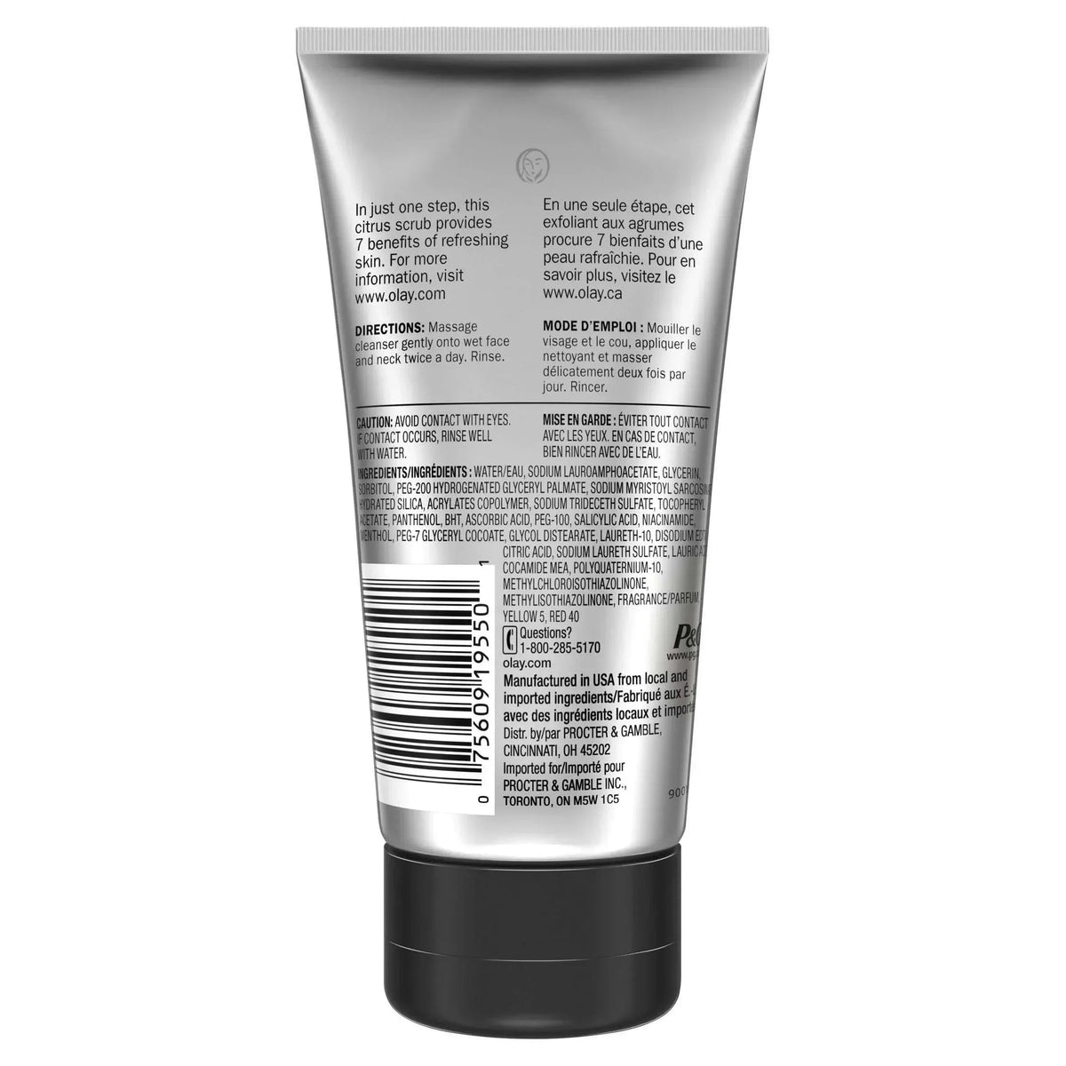 Olay Facial Cleanser, Skin Care Total Effects Daily Face Wash, Refreshing Citrus Scrub Facial Cleanser, 5.0 fl oz