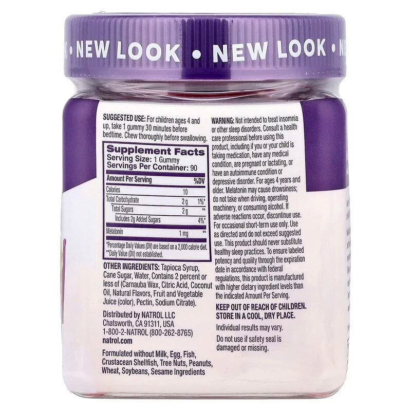 Natrol, Kids, Melatonin Gummies, Ages 4+, Raspberry, 1 mg, Gummies