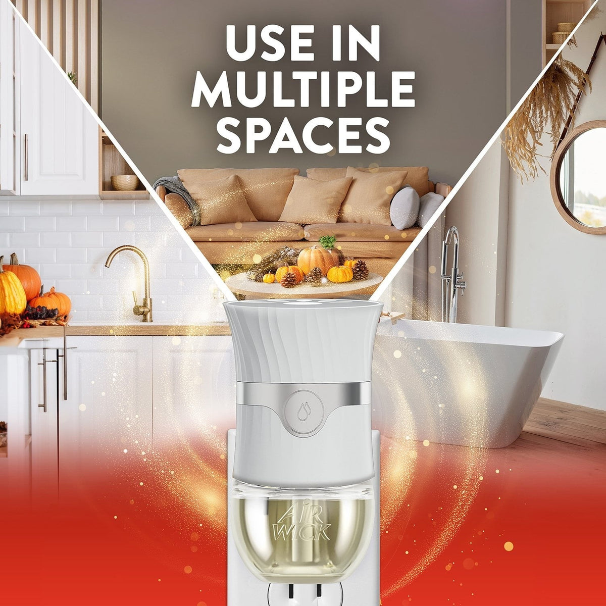 Air Wick Plug In Scented Oil Air Freshener, Pumpkin Spice, 1 Warmer + 6 Refills