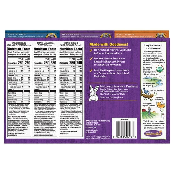 Annie's Organic Macaroni & Cheese Variety Pack, 6 oz, 12-count