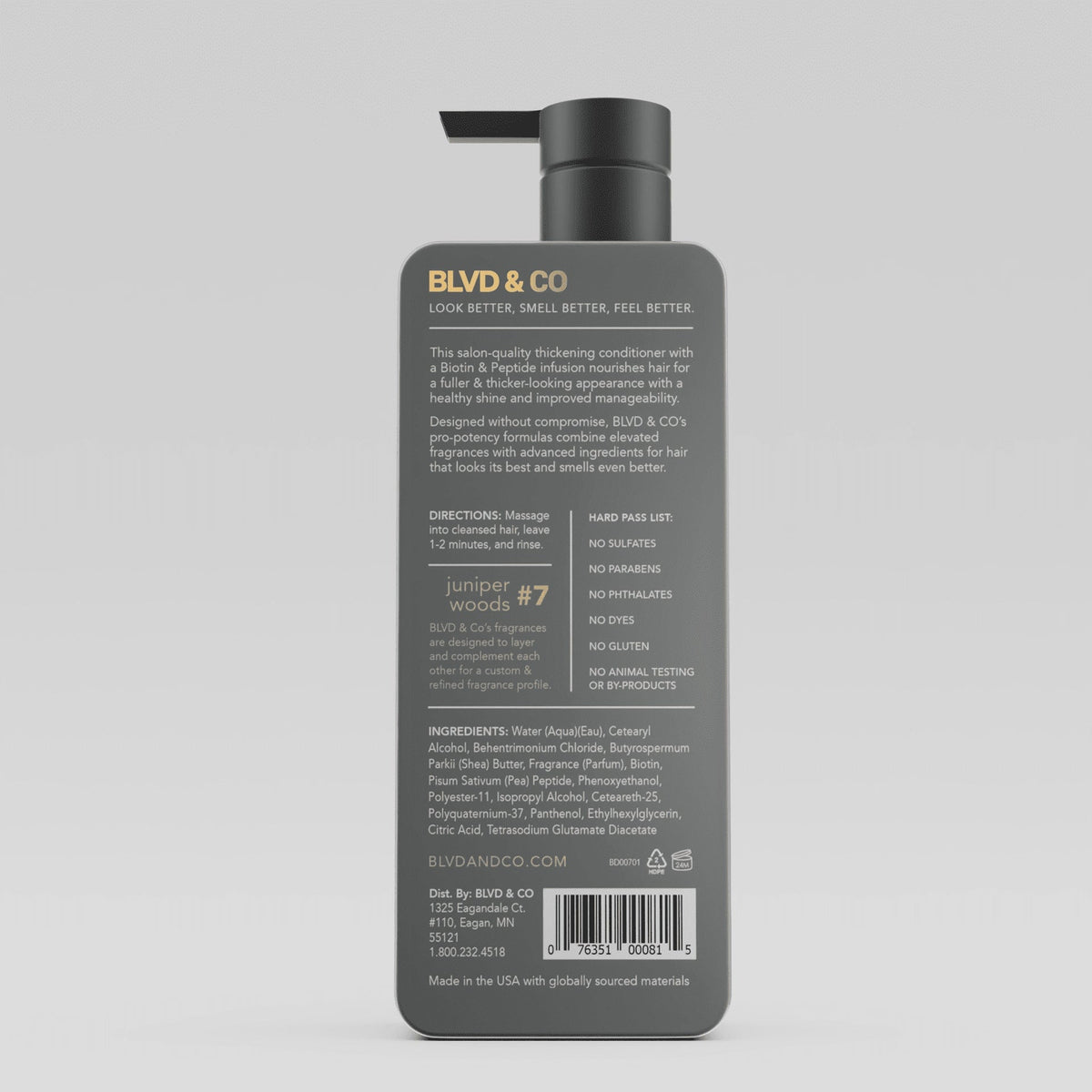 BLVD & Co Men's Thickening Conditioner with Biotin & Peptides, Volumizing and Sulfate-Free (PACK OF 3 )
