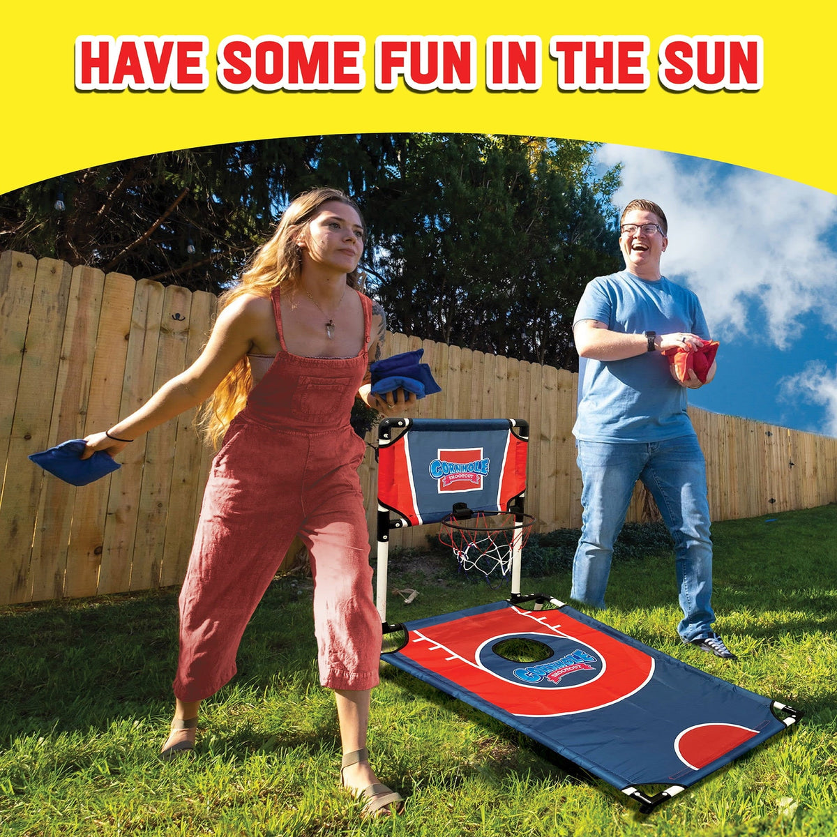 ABetter Design: Cornhole Shootout - 2-In-1 Games, Basketball Meets Cornhole, Yard Sports Play, Carry Bag, Bean Bags, Indoor/Outdoor, Family Ages 6+