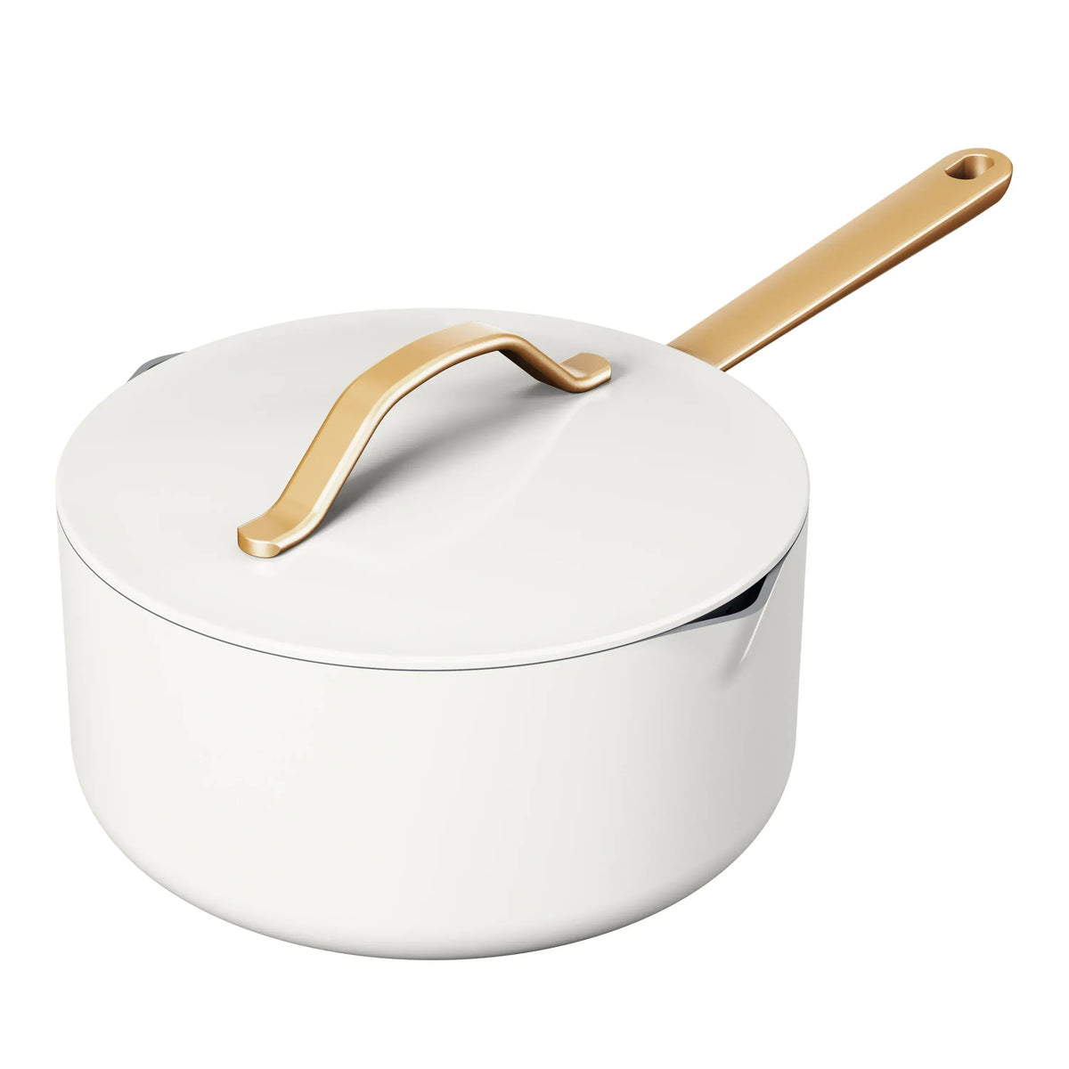Beautiful 3 Quart Ceramic Non-Stick Covered Sauce Pan with Strainer Lid, Black Sesame by Drew Barrymore