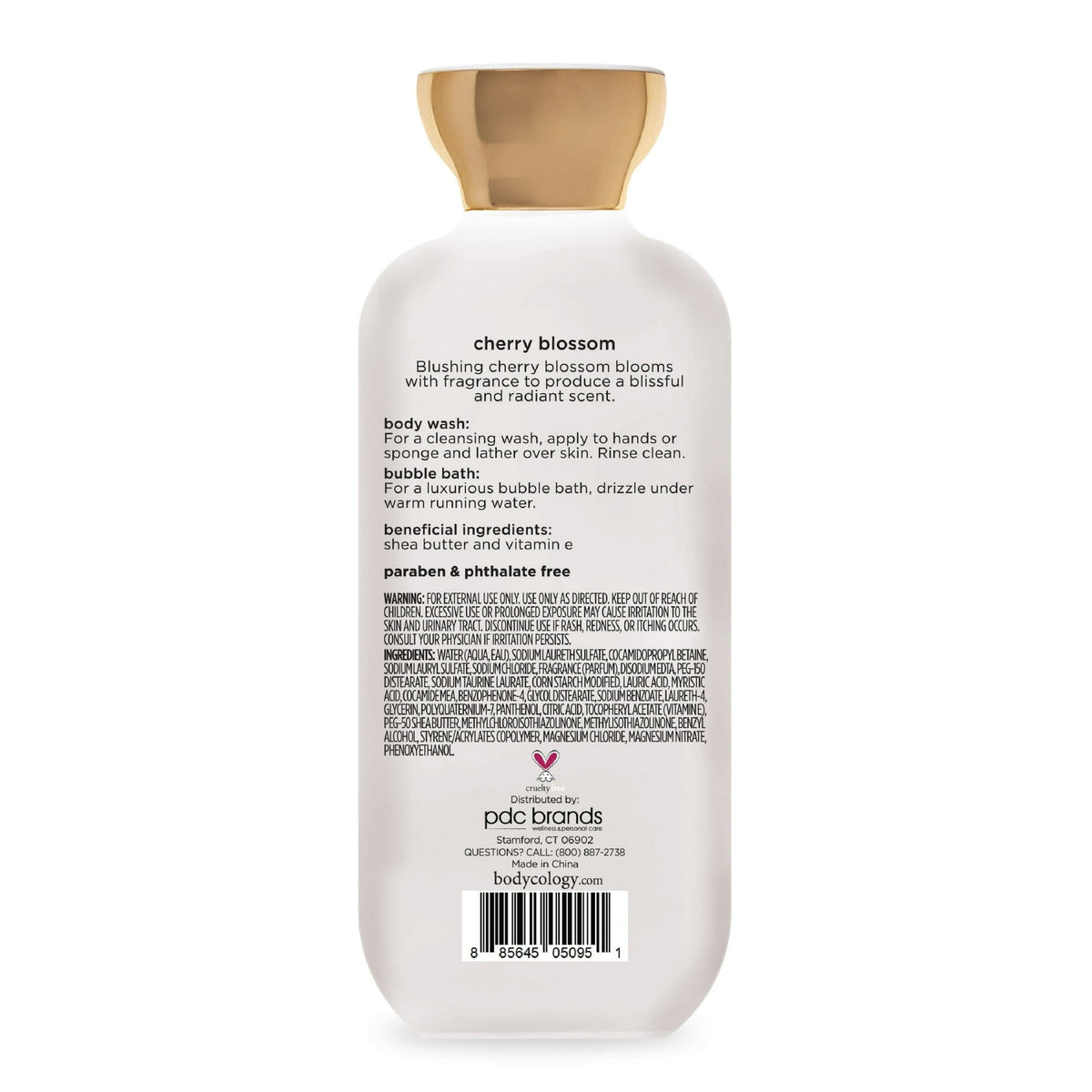 Bodycology Cherry Blossom 2-in-1 Body Wash and Bubble Bath, 16 fl oz