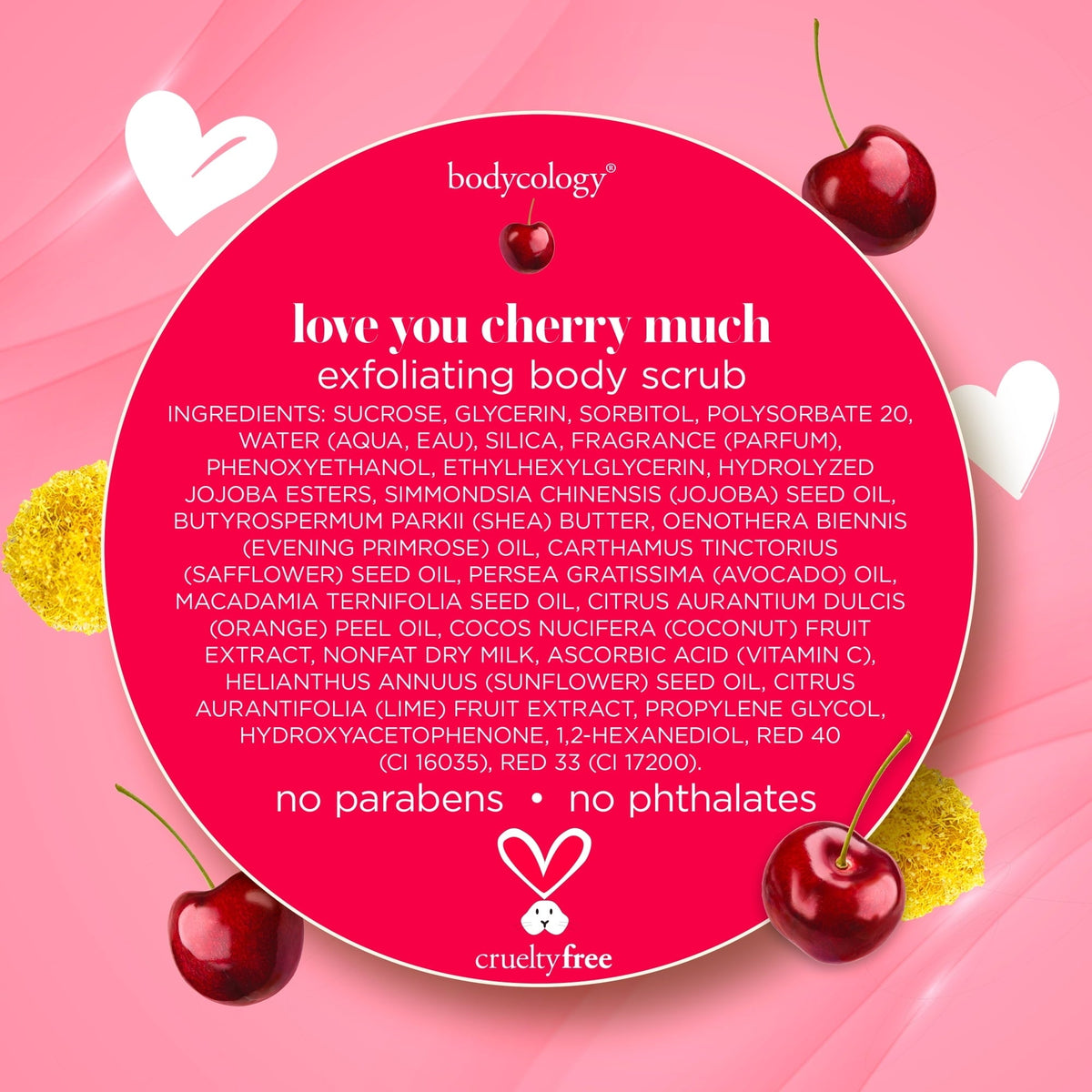 Bodycology Love You Cherry Much Exfoliating Sugar Scrub, 10.5 oz (4 PACK )