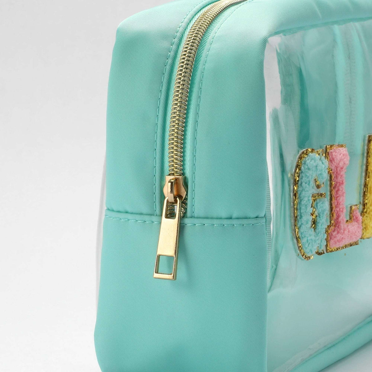 Walmart Glam Cosmetic Bag, Nylon & PVC, Teal Trim, Size 3.3" x 8.8" x 5.9"