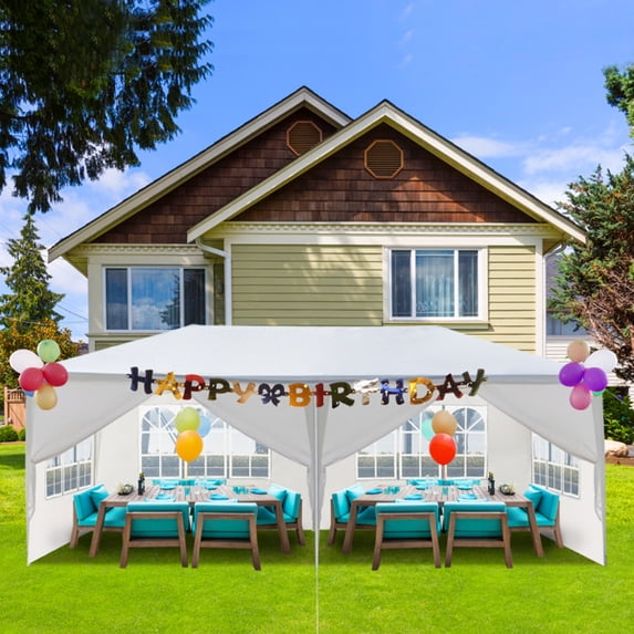 Alvantor White 10x20 ft Outdoor Pop Up Canopy Tent with 6 Removable Sidewalls,Easy-Setup Gazebo,6 Sides