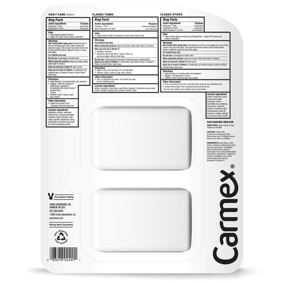 Carmex Moisturizing Lip Balm Variety Pack, 10 ct.