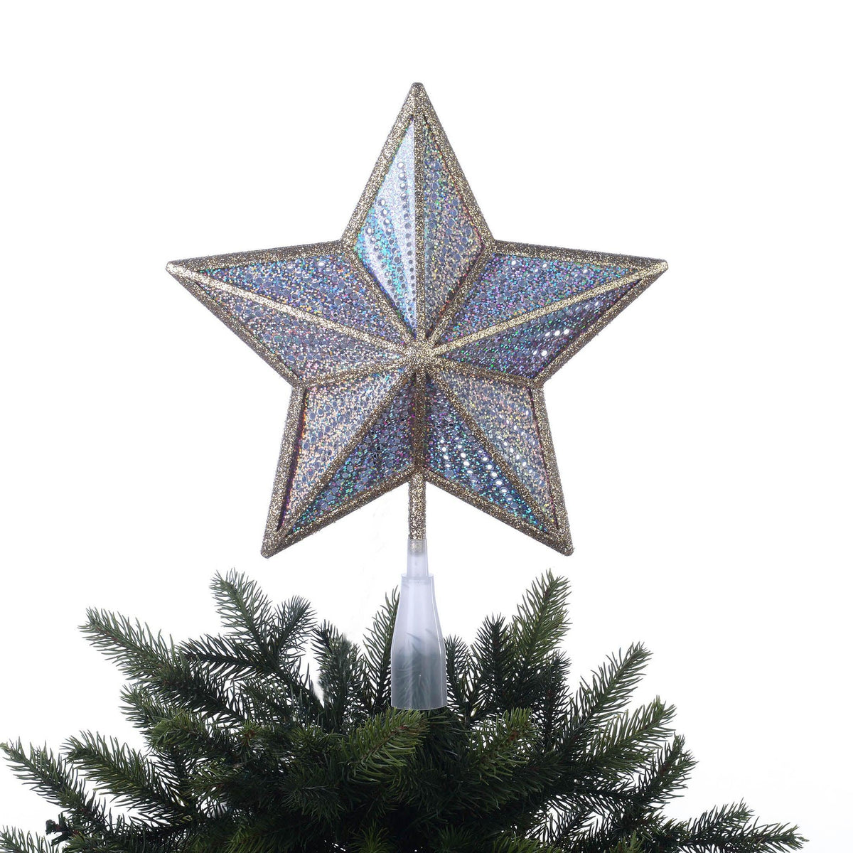 Champagne Gold Star LED Christmas Tree Topper, 12", by Holiday Time