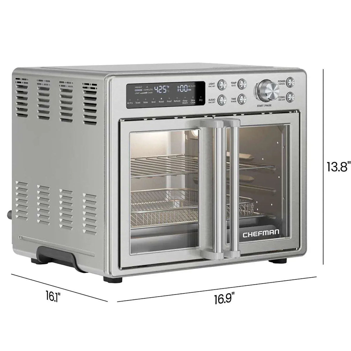 Chefman 10-in-1 Stainless Steel French Door Toaster Oven Air Fryer